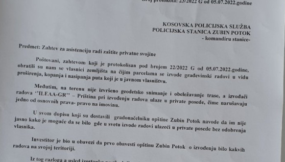 Zahtev opštine Zubin Potok