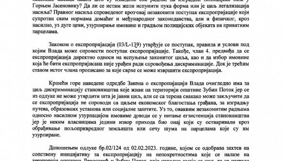 Pismo Vulovića ambasadorima Kvinte i misijama na Kosovu
