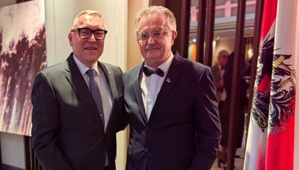 Prijem u Beču povodom Dana državnosti Srbije - ambasador Nebojša Rodić sa ambasadorom Rusije u Austriji Dmitrijem Ljubinskim