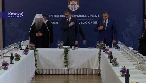 Aleksandar Vučić, patrijarh Porfirije i Milorad Dodik 