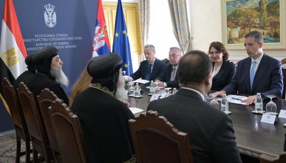 Đurić sa poglavarom Koptske pravoslavne crkve Tavadrosom Drugim