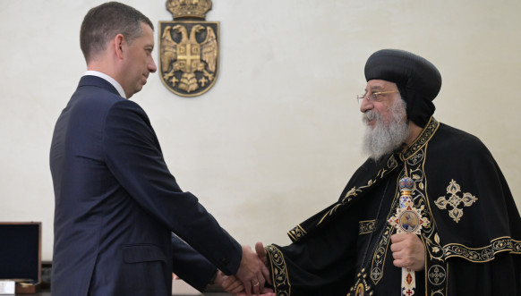 Đurić sa poglavarom Koptske pravoslavne crkve Tavadrosom Drugim