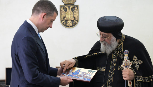 Đurić sa poglavarom Koptske pravoslavne crkve Tavadrosom Drugim