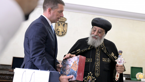 Đurić sa poglavarom Koptske pravoslavne crkve Tavadrosom Drugim