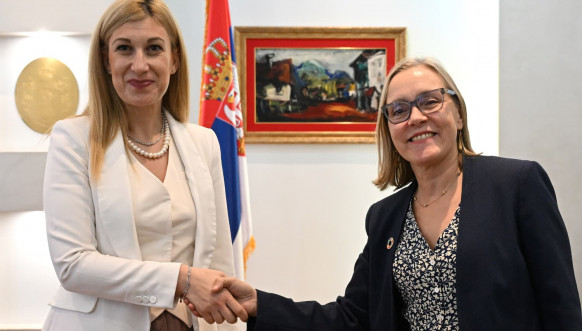 Nevena Jovanović sa rezidentnom koordinatorkom Ujedinjenih nacija u Srbiji Matilde Mort