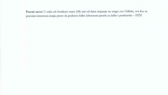 Obrazloženje CIK-a