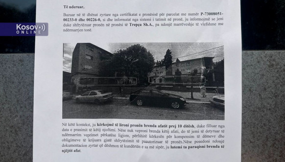 Trepča, obaveštenje o napuštanju imovine u centru Zvečana