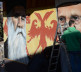 Mural blaženopočivšem patrijarhu Pavlu i mitropolititu Amfilohiju u Severnoj Mitrovici