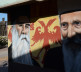 Mural blaženopočivšem patrijarhu Pavlu i mitropolititu Amfilohiju u Severnoj Mitrovici