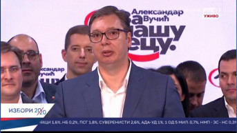 Aleksandar Vučić u sedištu stranke nakon izbora