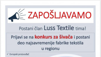 Konkurs za zapošljavanje radnika u firmi Lus Textile