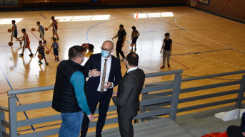 Rakić, Radojević i Kovač tokom obilaska Sportske hale u Severnoj Mitrovici Rakić, Radojević i Kovač tokom obilaska Sportske hale u Severnoj Mitrovici