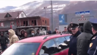 Protest Albanaca na prelazu Morina