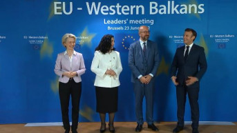 Ursula fon der Lajen,Vjosa Osmani, Šarl Mišel i Emanuel Makron Ursula fon der Lajen,Vjosa Osmani, Šarl Mišel i Emanuel Makron