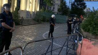 Policija na protestu u Severnoj Makedoniji Policija na protestu u Severnoj Makedoniji