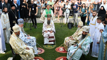 Patrijarh Porfirije u manastiru Savina
