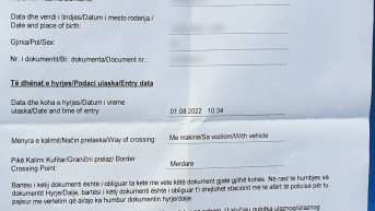 Propratni dokument koji je Kosovska policija davala sroskim vozačima na Merdaru