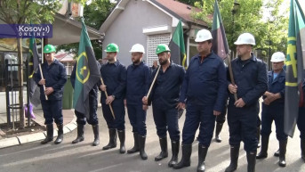 Rudari Trepče na protestu u Zvečanu
