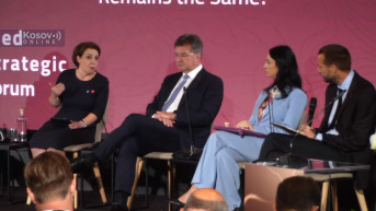 Donika Gervala i Miroslav Lajčak na Bledskom forumu