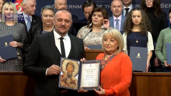 Predsednik privremenog organa opštine Kosovska Mitrovica Ivan Zaporožac sa ministarkom obrazovanja Srbije Slavicom Đukić-Dejanović