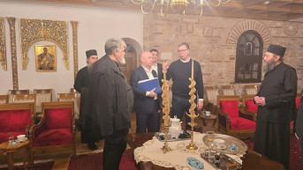 Aleksandar Vučić sa igumanom Metodijem