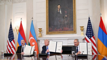 Sporazum Azerbejdžana i Jermenije, Ilham Alijev, Donald Tramp i Nikola Pašinjan