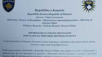 Informacija MUP-a Kosova o strancima