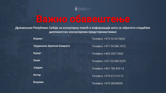 MSP Srbije objavilo brojeve telefona ambasada na koje se državljani Srbije mogu obratiti 