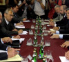 Pregovori o Kosovu 2007: premijer Srbije Vojislav Koštunica, predsednik Srbije Boris Tadić, američki izaslanik Frenk Vizner, izaslanik EU Volfgang Išinger i ruski izaslanik Aleksandar Bocan-Harčenko