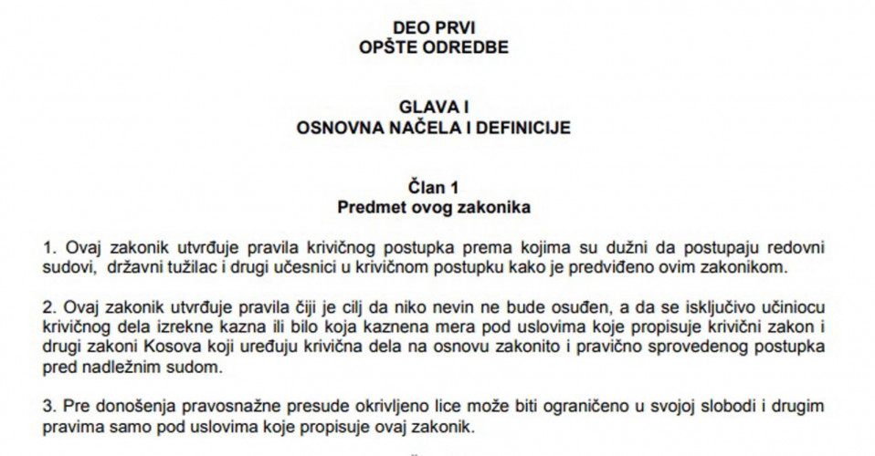Član 1 Zakona o krivičnom postupku Član 1 Zakona o krivičnom postupku