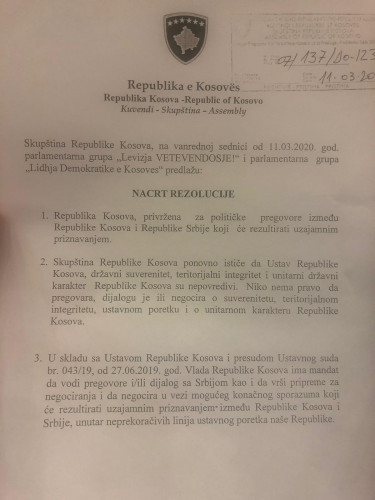 Rezolucija o dijalogu Rezolucija o dijalogu