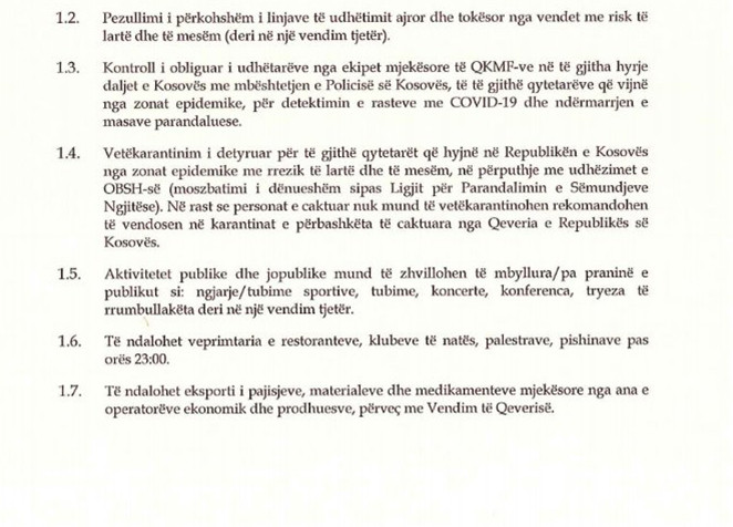 Mere vlade protiv koroneKosovo Online