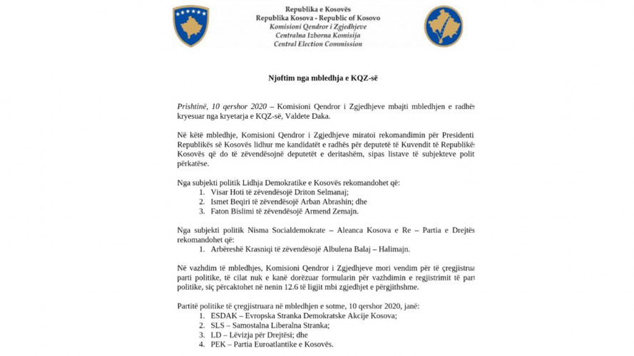 CIK saopštenje