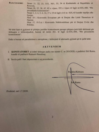 Rama povukao tužbu protiv Haradinaja