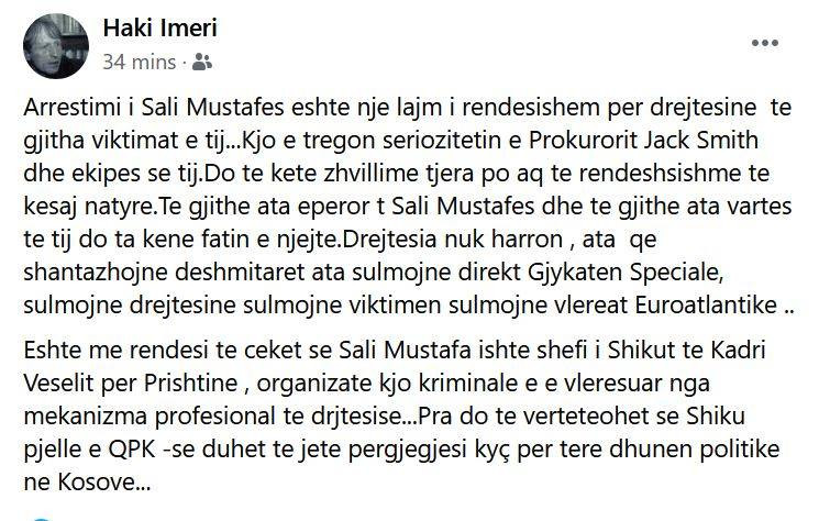 Haki Imeri - post FB Haki Imeri - post FB