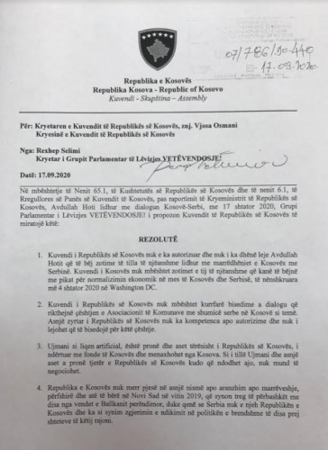 Predlog rezolucije Pokreta Samoopredeljenje Predlog rezolucije Pokreta Samoopredeljenje
