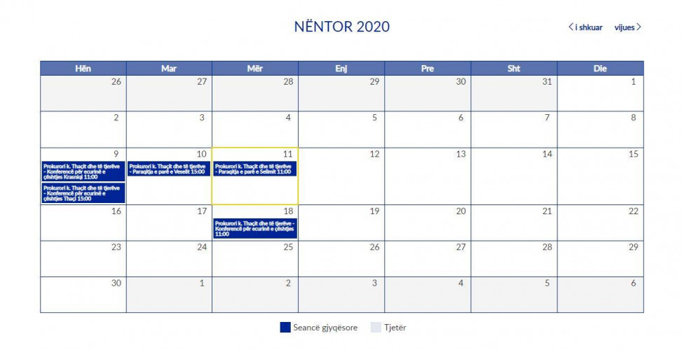 alendar Specijalizovanih veća Kalendar Specijalizovanih veća