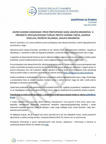 Saopštenje Specijalizovanih veća Kosova Saopštenje Specijalizovanih veća Kosova