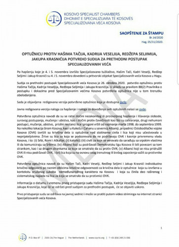 Saopštenje Specijalizovanih veća Kosova Saopštenje Specijalizovanih veća Kosova
