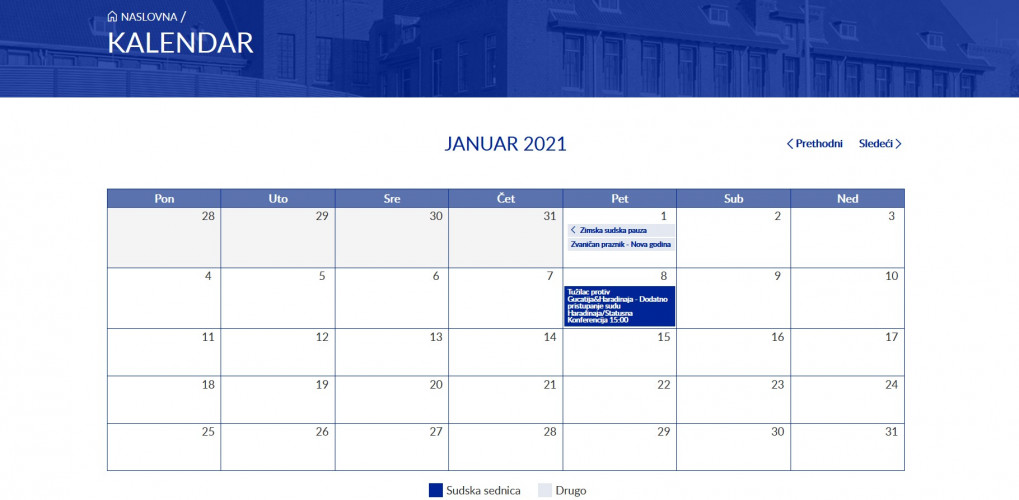 Kalendar Specijalnog suda