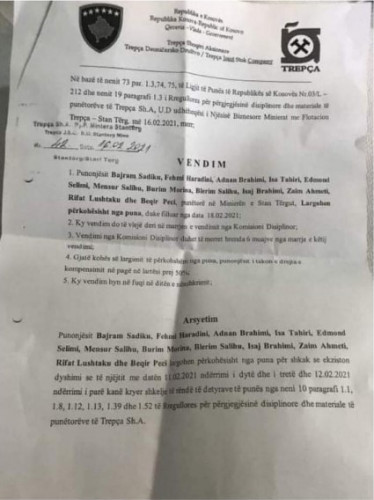 otkaz rudarima Trepča otkaz rudarima Trepča