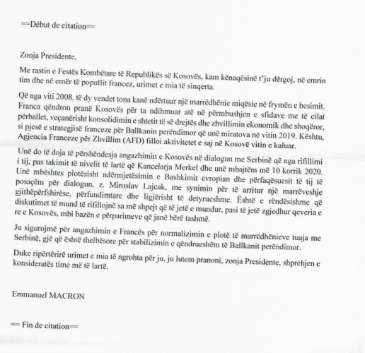 Makronova čestitka Osmani