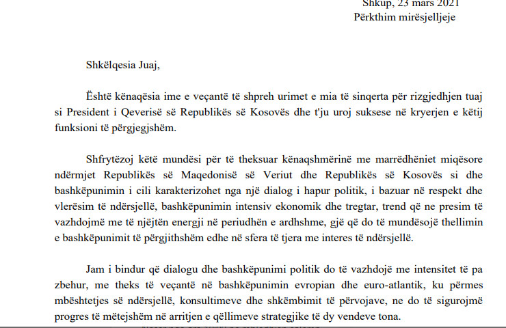 Zaev pisao Kurtiju Zaev pisao Kurtiju