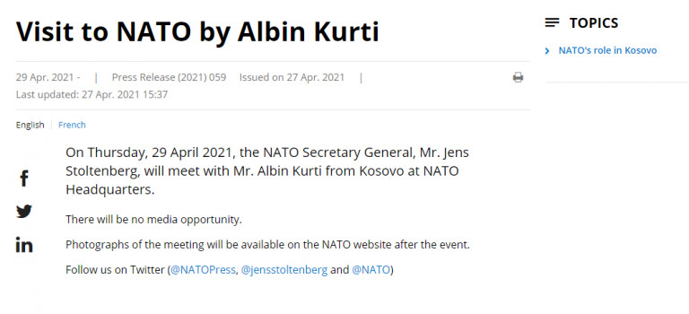 NATO- sastanak sa Kurtijem NATO- sastanak sa Kurtijem