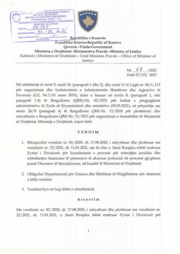 rešenje Ministarstva pravde rešenje Ministarstva pravde