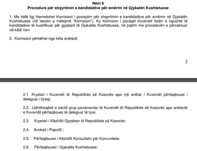 Procedura za izbor kandidata za sudije Ustavnog suda