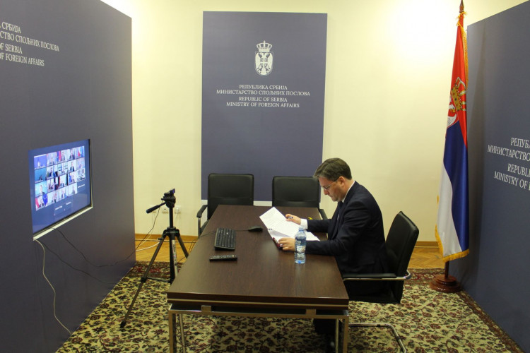 Selaković tokom onlajn sastanka Berlinski proces Selaković tokom onlajn sastanka Berlinski proces