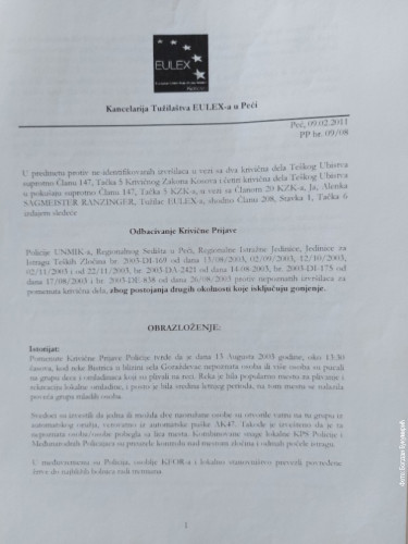 Bogdan je 2011. dobio obaveštenje da je istraga zvanično obustavljena zbog nedostatka dokaza Bogdan