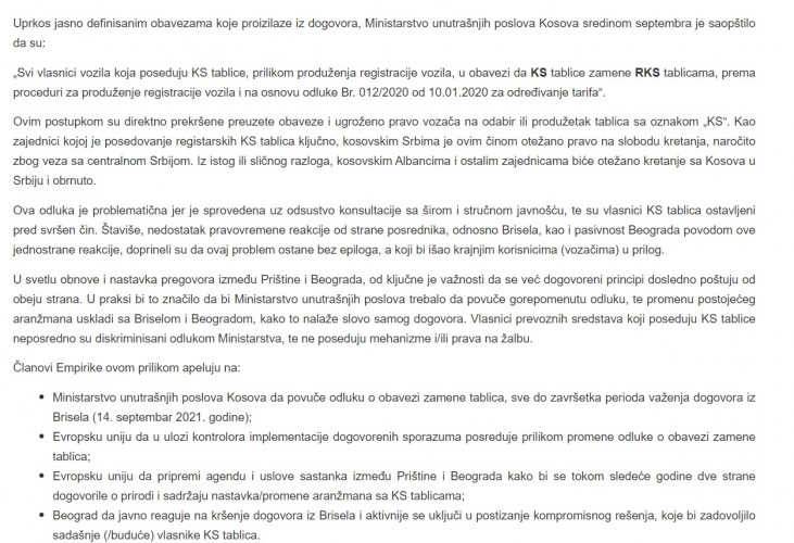Saopštenje "Emprika"