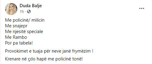 Duda Balje - Objava na Fejsbuku Duda Balje - Objava na Fejsbuku